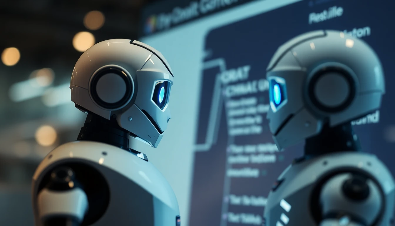 Diagramme d'intégration montrant un chatbot conversationnel sur un site web en haut à gauche, une flèche pointant vers un serveur central, et une interface CRM avec des cartes de leads colorées et des graphiques de conversion sur la droite