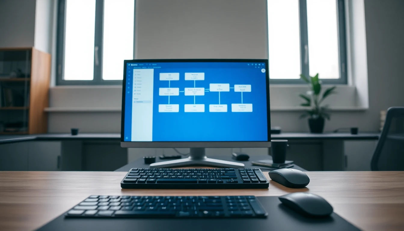 Vue rapprochée d'un clavier et d'une souris sur un bureau moderne avec un écran affichant des blocs de workflow Zapier connectés par des flèches, montrant l'automatisation entre un chatbot et Pipedrive