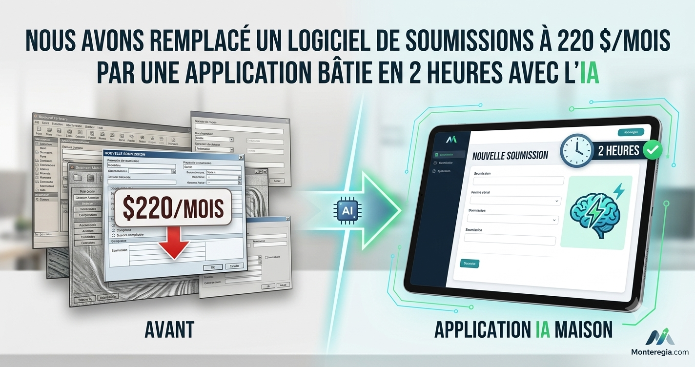 Capture d'écran de Cursor pendant la création d'une application de soumissions sur mesure